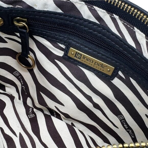 NWT Linea Pelle Dylan Large Clutch Black Leather Double Zip Studded Boho Y2K - Picture 8 of 13